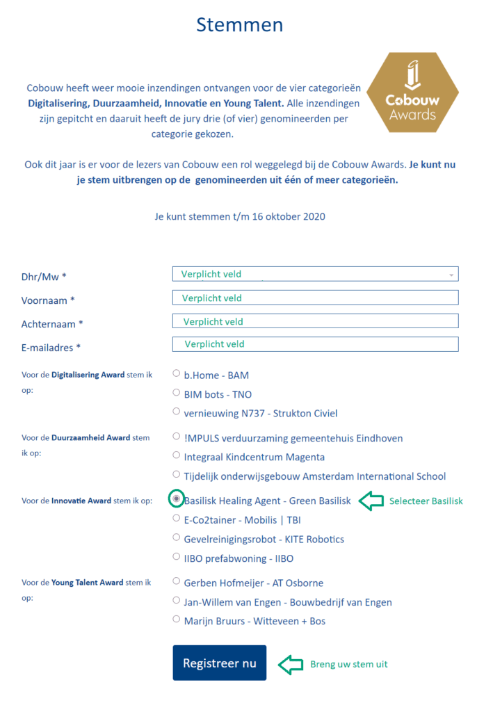 Stemvoorbeeld Cobouw Awards NL